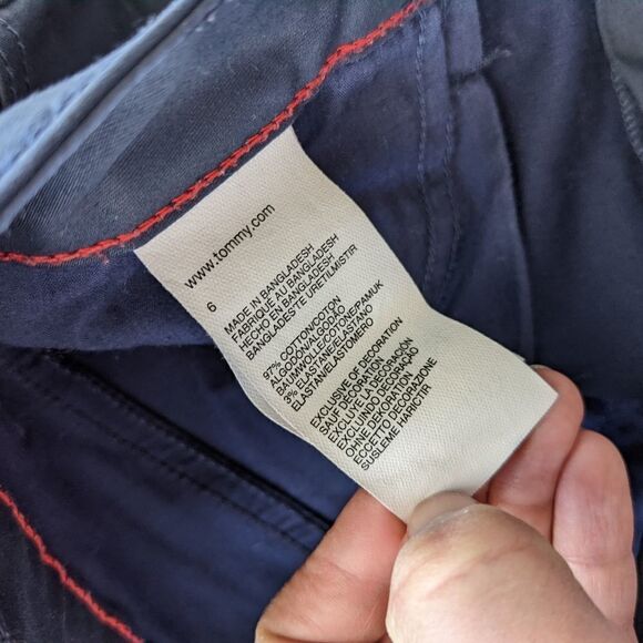 TOMMY Hilfiger Navy Waxed Cotton Mini Skirt Size 6 @c1 - Picture 9 of 15